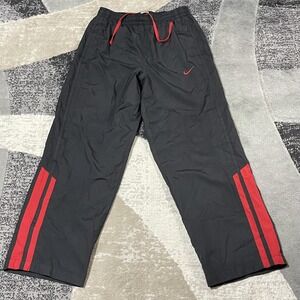 Vintage Nike Track Pants Men XL Black Red Baggy Wide Leg Skater Y2K Windbreaker